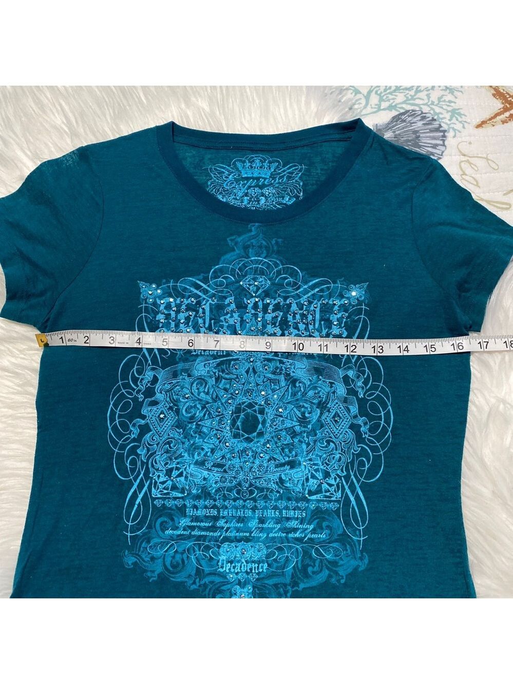Express teal burn out t- shirt size m - Picture 2 of 7